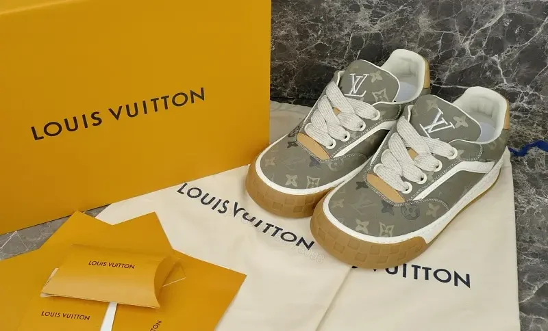 Yellow Canvas Streetwear LV Monogram Sneakers — view 1