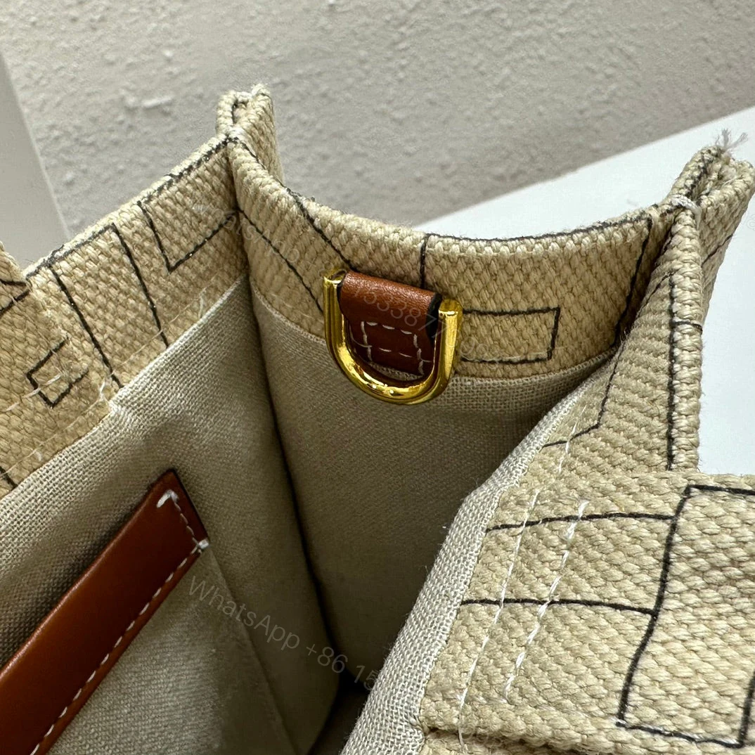 View 5 of CELINE SMALL CABAS THAIS IN TEXTILE WITH ALL-OVER PRINT NATURAL TAN 25CM