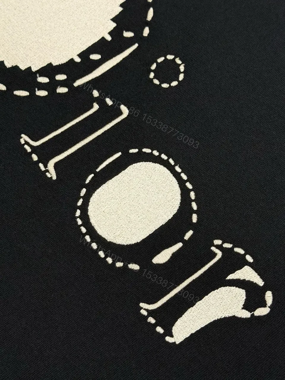 View 11 of Bold Black Cotton Tee: Subtle Luxe Dior Graphic