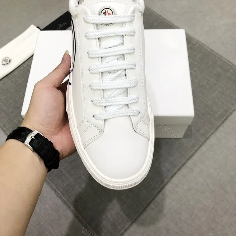 View 2 of White Calfskin Sneaker with Subtle Moncler Emblem - Luxury Casual Sneaker