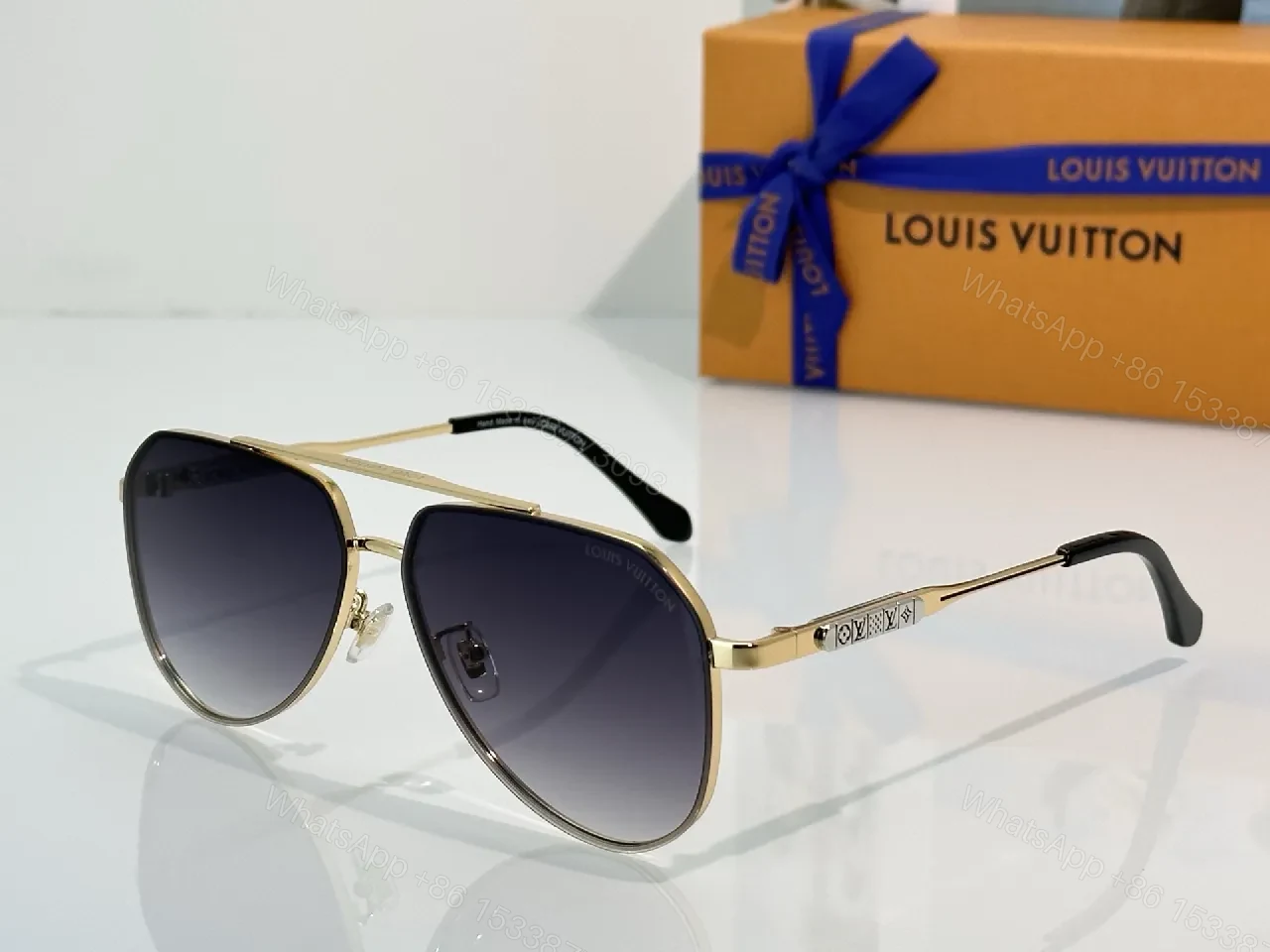 View 5 of Monogram Accent Sunglasses: Sleek Metal Aviator Shield