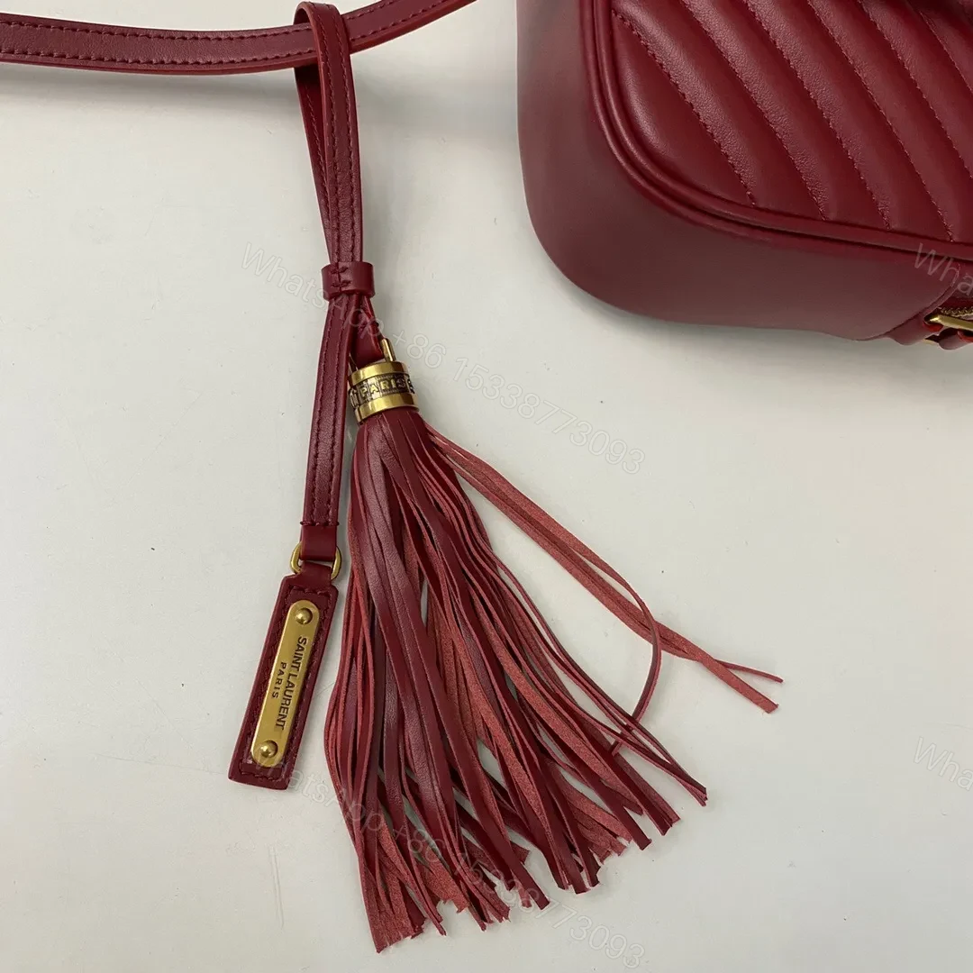 View 4 of Saint Laurent Lou Medium YSL Camera Bag with Pocket and Tassel in Quilted Leather