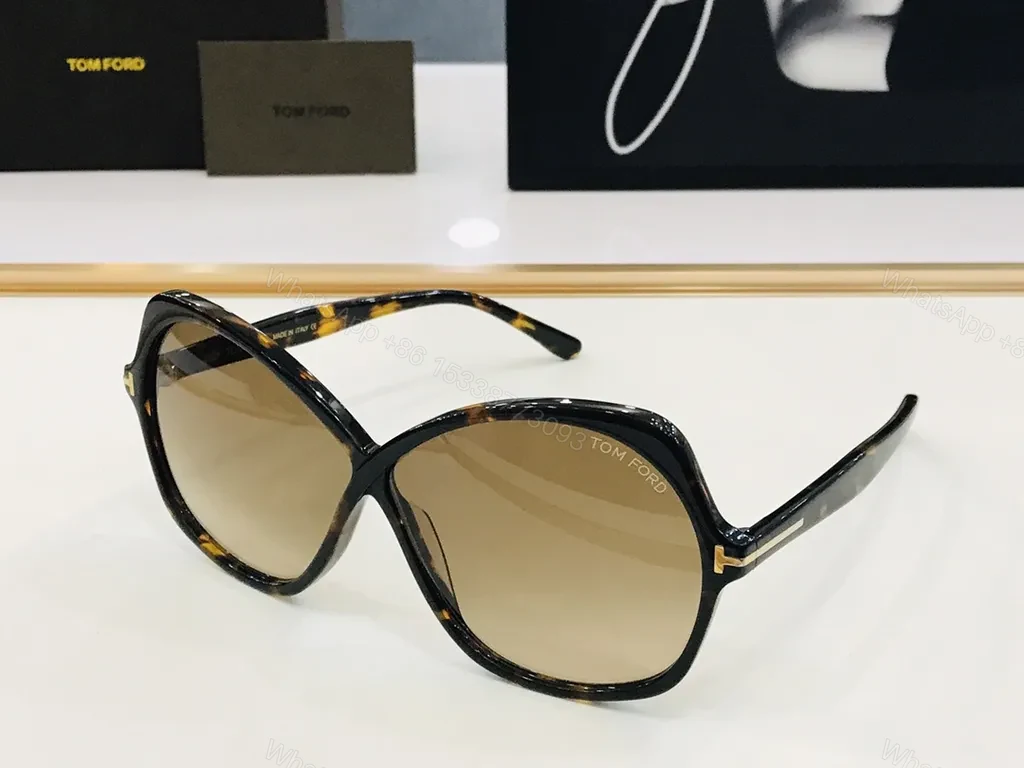 View 6 of Oversized Black Acetate Sunglasses with Gold-Tone Accents - Tom Ford