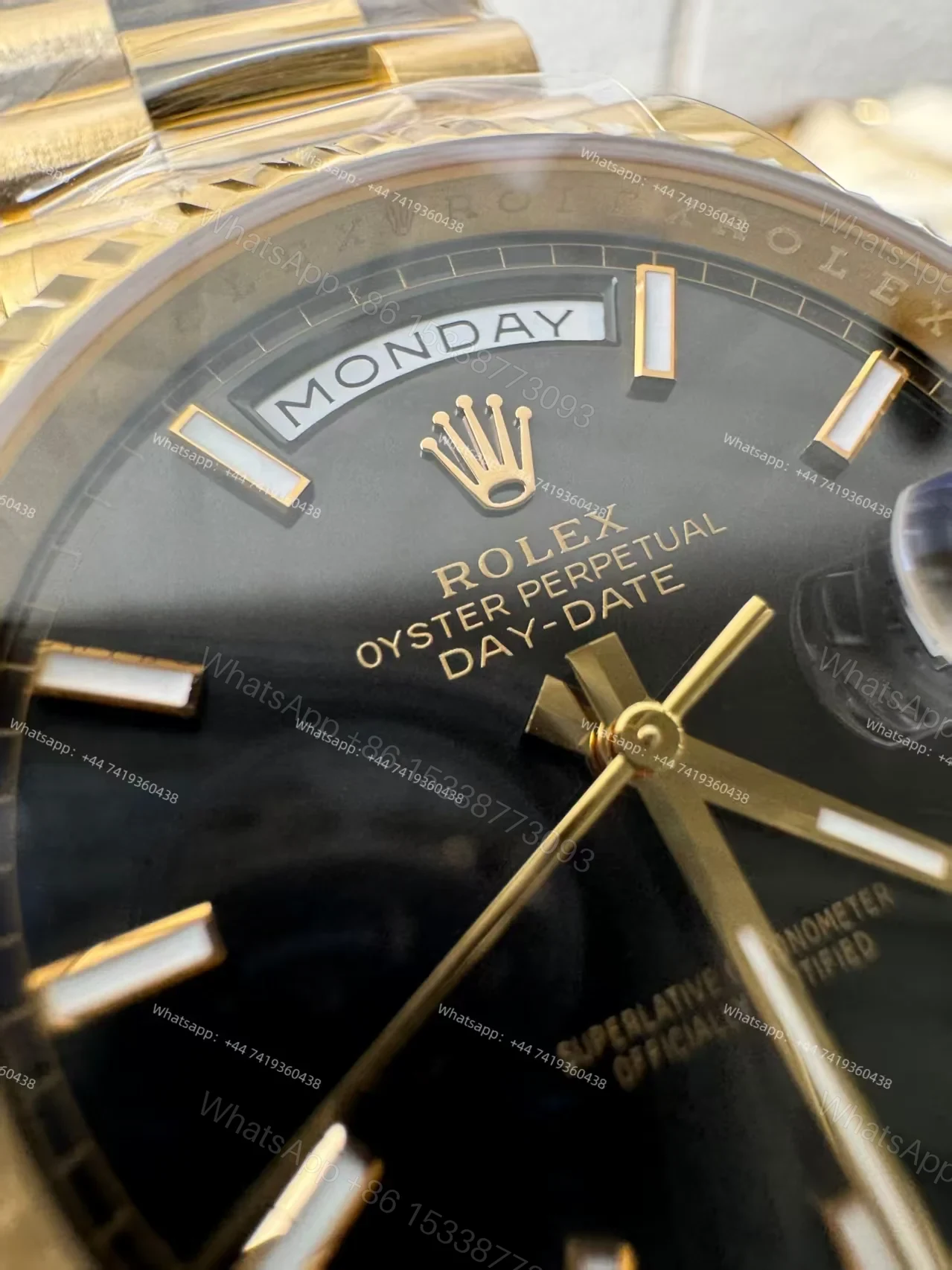 View 4 of Rolex Day-Date M228238-0067 1:1 Replica Gold Black Dial 40MM 3255 Movement Presidential Bracelet Super Clone Watch