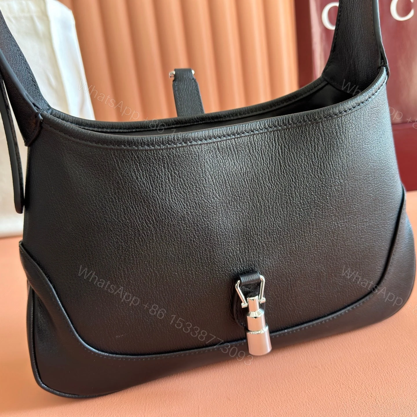 View 3 of GUCCI 26S JACKIE SLIM SHOULDER BAG 28 IN BLACK CALFSKIN