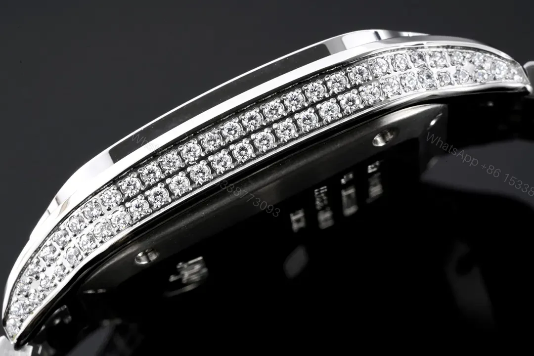 View 4 of JF Factory Santos de Cartier Women’s Watch – Stainless Steel Case, White Roman Dial, Blue Steel Sword Hands, Sapphire Crystal, Interchangeable Stainless Steel and Leather Straps, QuickSwitch System, Double Folding Clasp, 35.1mm x 8.83mm, 100m Water Resistant