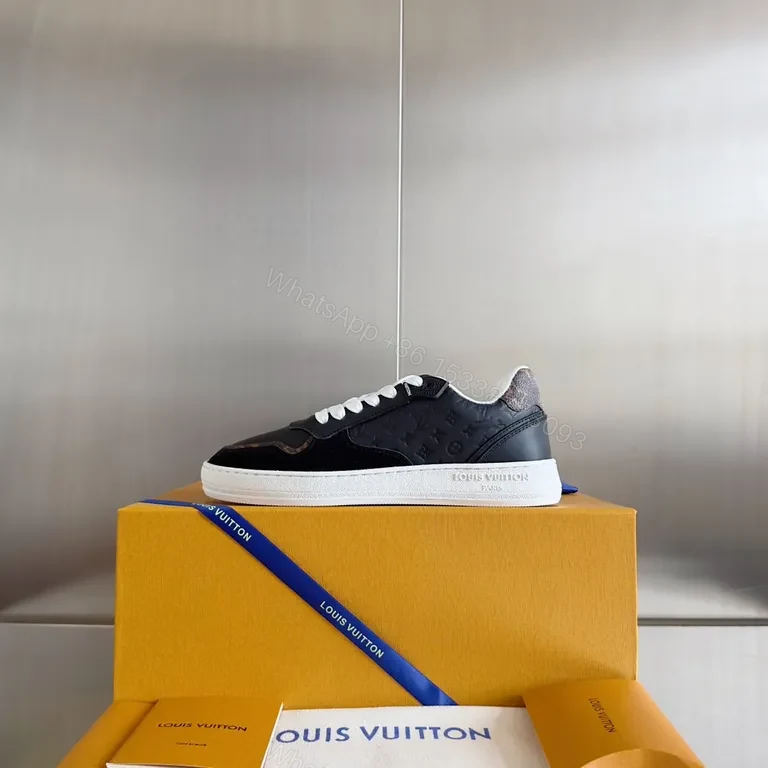 View 2 of Luxury LV-Style High-Top Sneakers: Contrast Craftsmanship