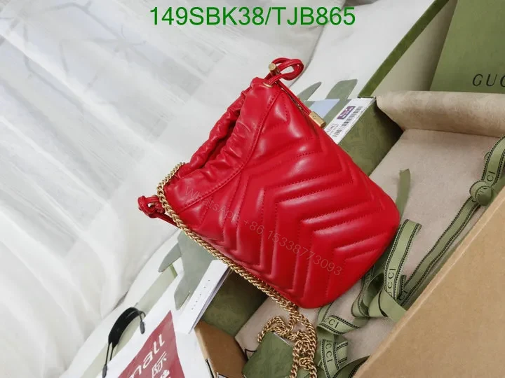 View 21 of Gucci Red Matelassé Leather Mini Bucket Bag 575163