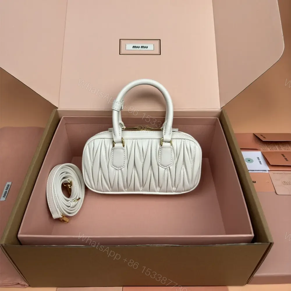 View 2 of 高仿miumiu*Arcadie系列5BP088小羊皮手袋白色Mini免檢版