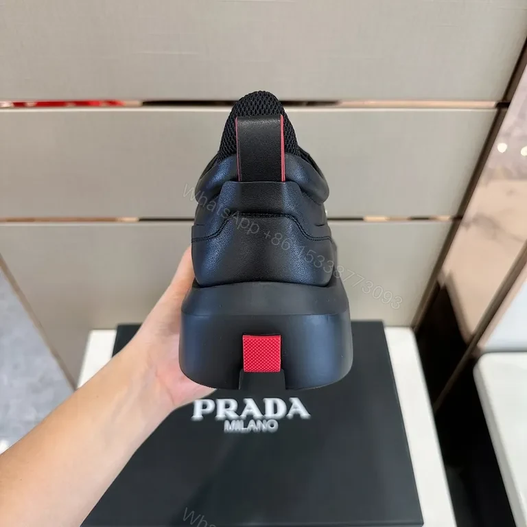 View 4 of Bold Black Leather Platform Sneaker â€” Prada Milano Style