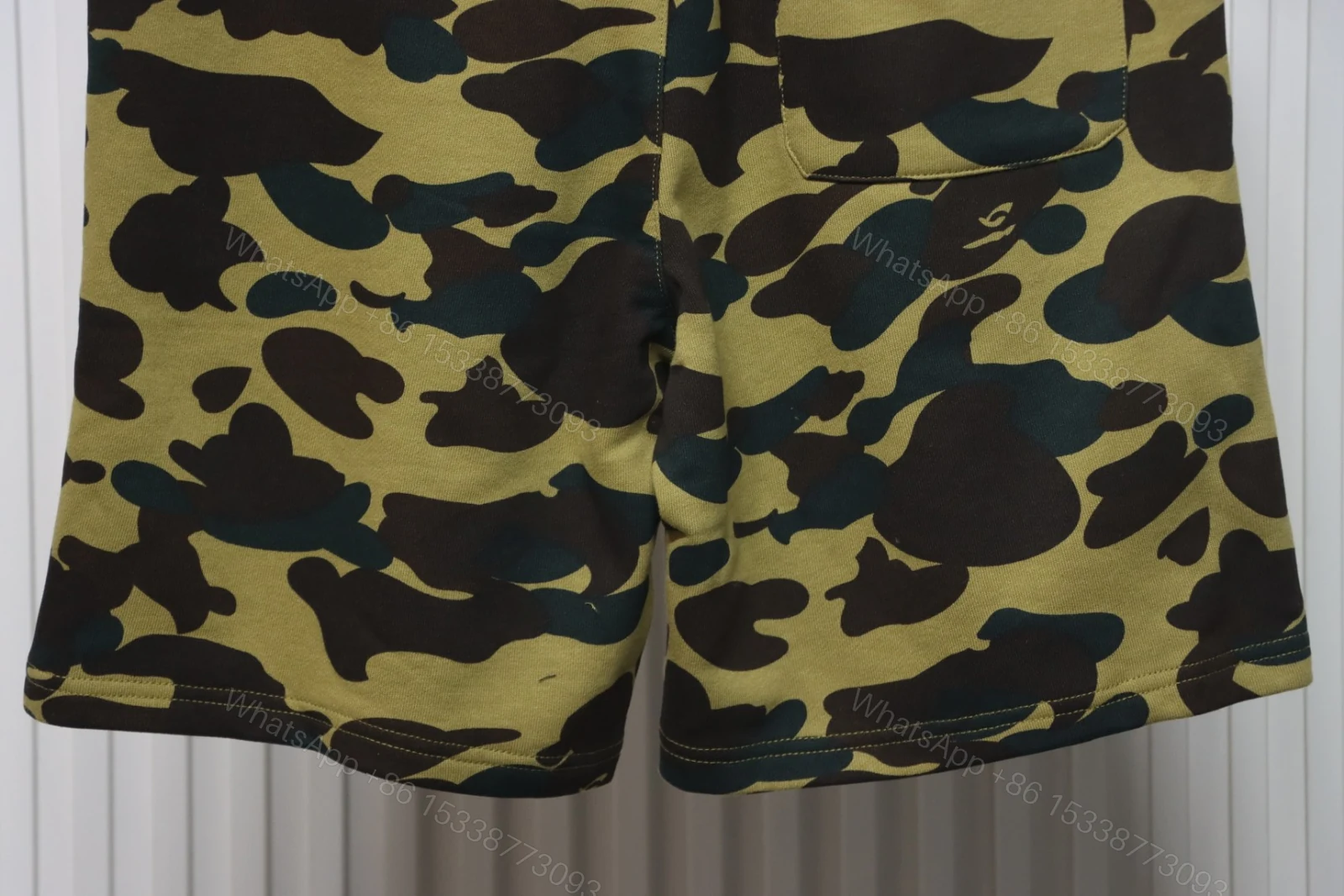 View 7 of Bape Camo Shark Shorts Pink Green