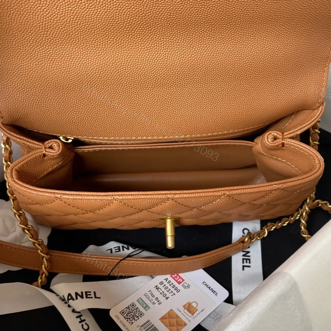 View 4 of Chanel Coco Brown Leather With Lock Gold Handbags 24cm