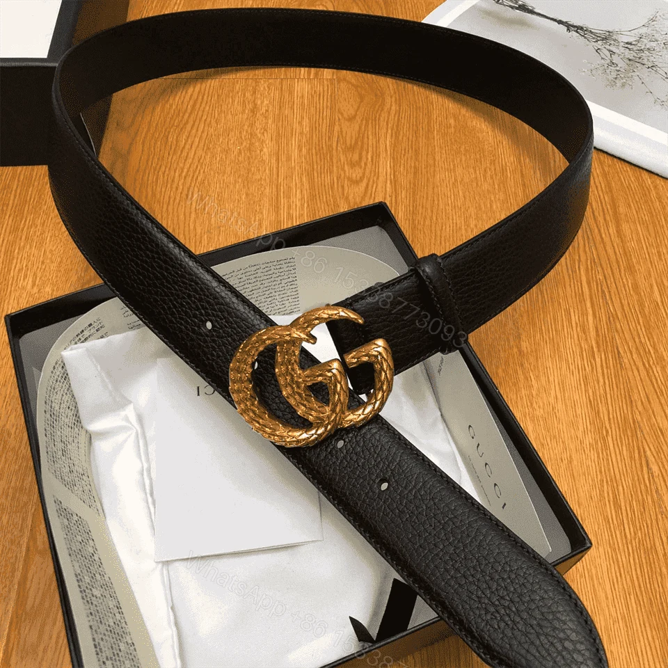 View 5 of GUCCI LEATHER BELT W/ TEXTURED DOUBLE G BUCKLE – B10