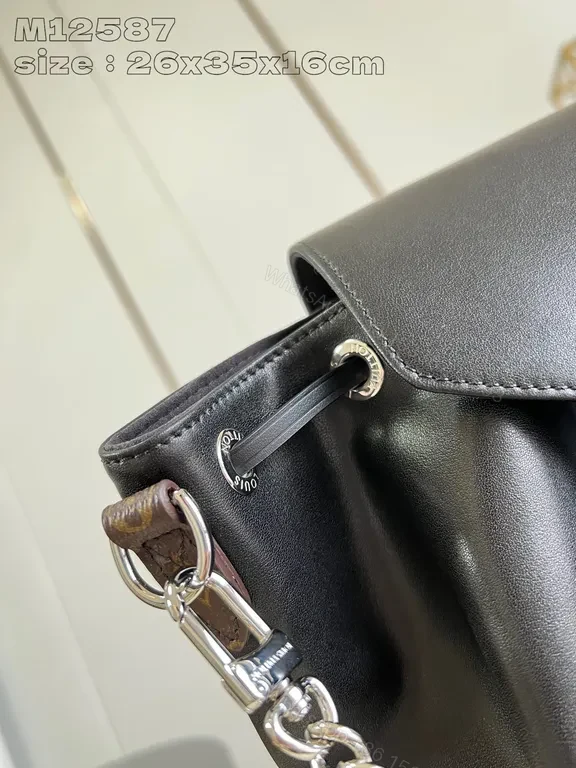 View 4 of Lux Leather Backpack: Structured, LV-Style Hardware, Day-to-Dusk