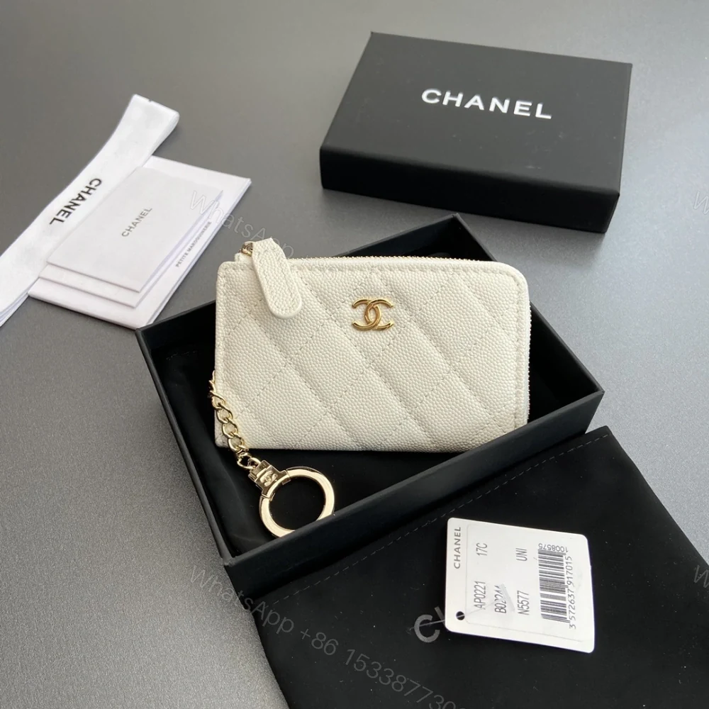 高仿Chanel*AP0223零錢包白色魚子醬金扣免檢版 — view 1