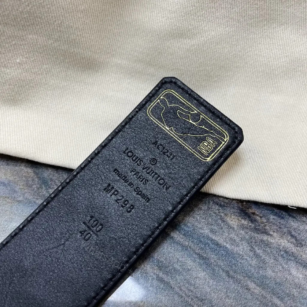 View 6 of Modern Leather Belt with Monogram Texture