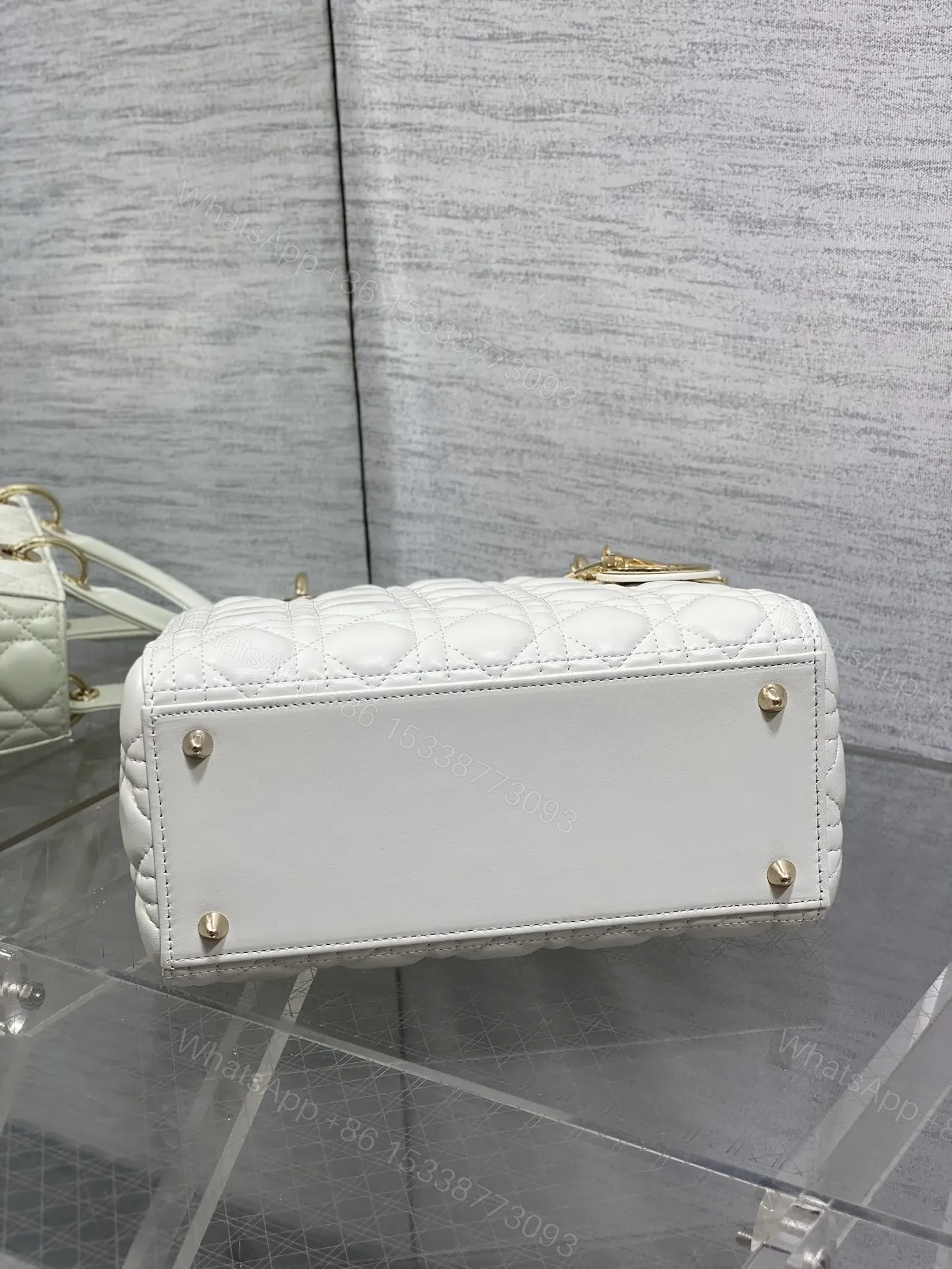 View 6 of Dior Medium Lady Bag in White Gold Hardware