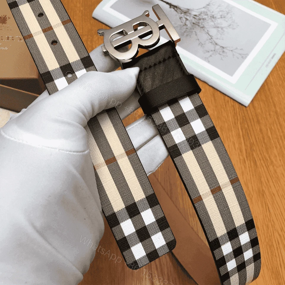 View 7 of BURBERRY REVERSIBLE MONOGRAM MOTIF VINTAGE CHECK BELT IN ARCHIVE BEIGE – B26