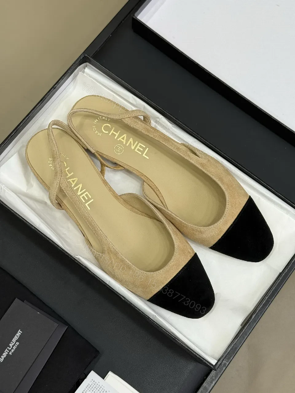 Chic Black-Toed Suede Slingbacks: Subtle Texture, Bold Presence — view 1