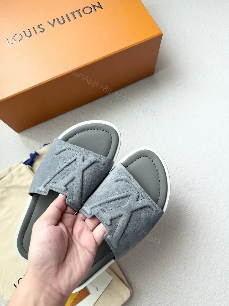 View 10 of Suede Slip-On Sandal with Subtle LV Motif—All-Day Comfort