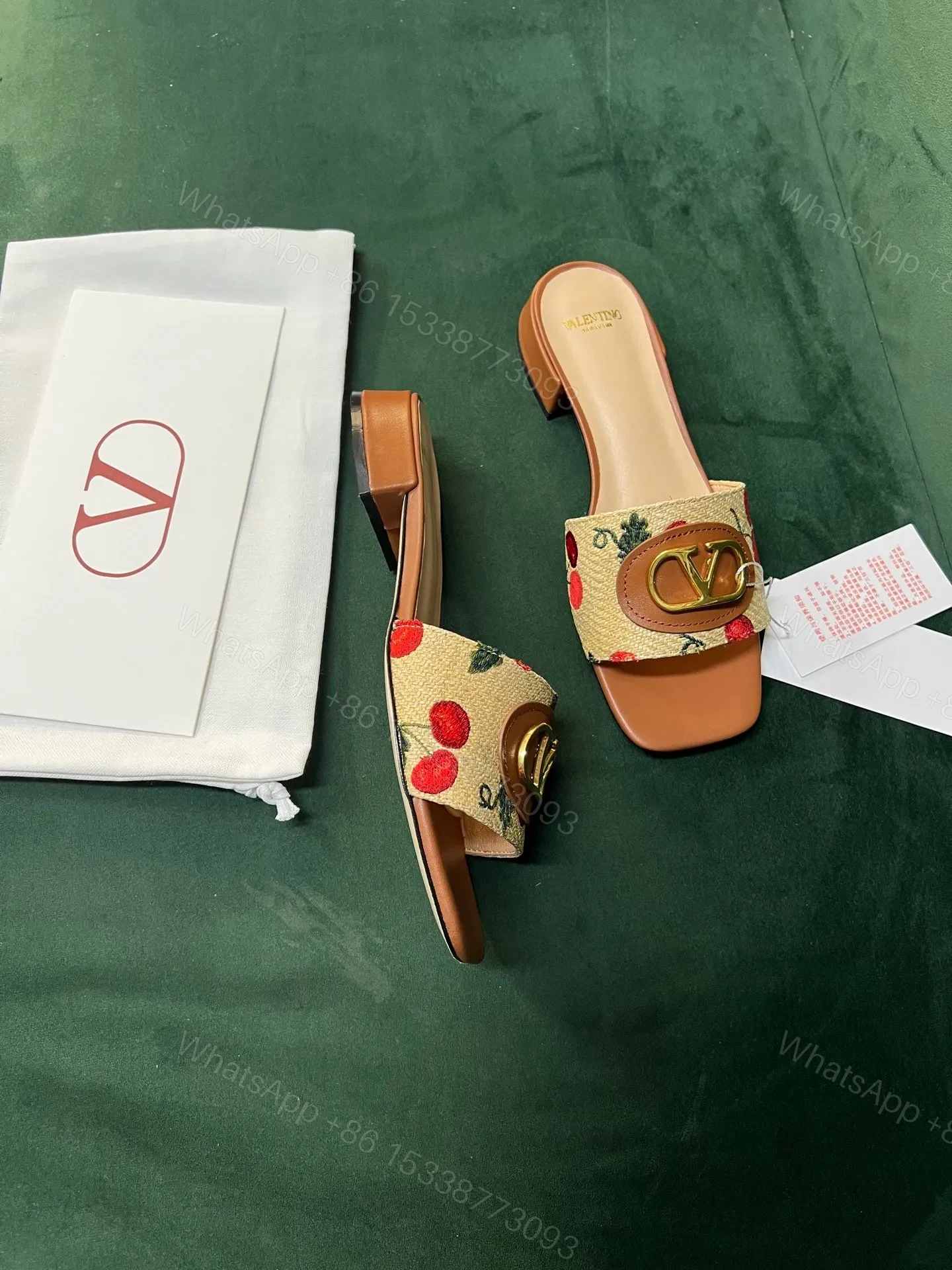View 4 of Valentino Women Brown Leather Canvas Floral Mules