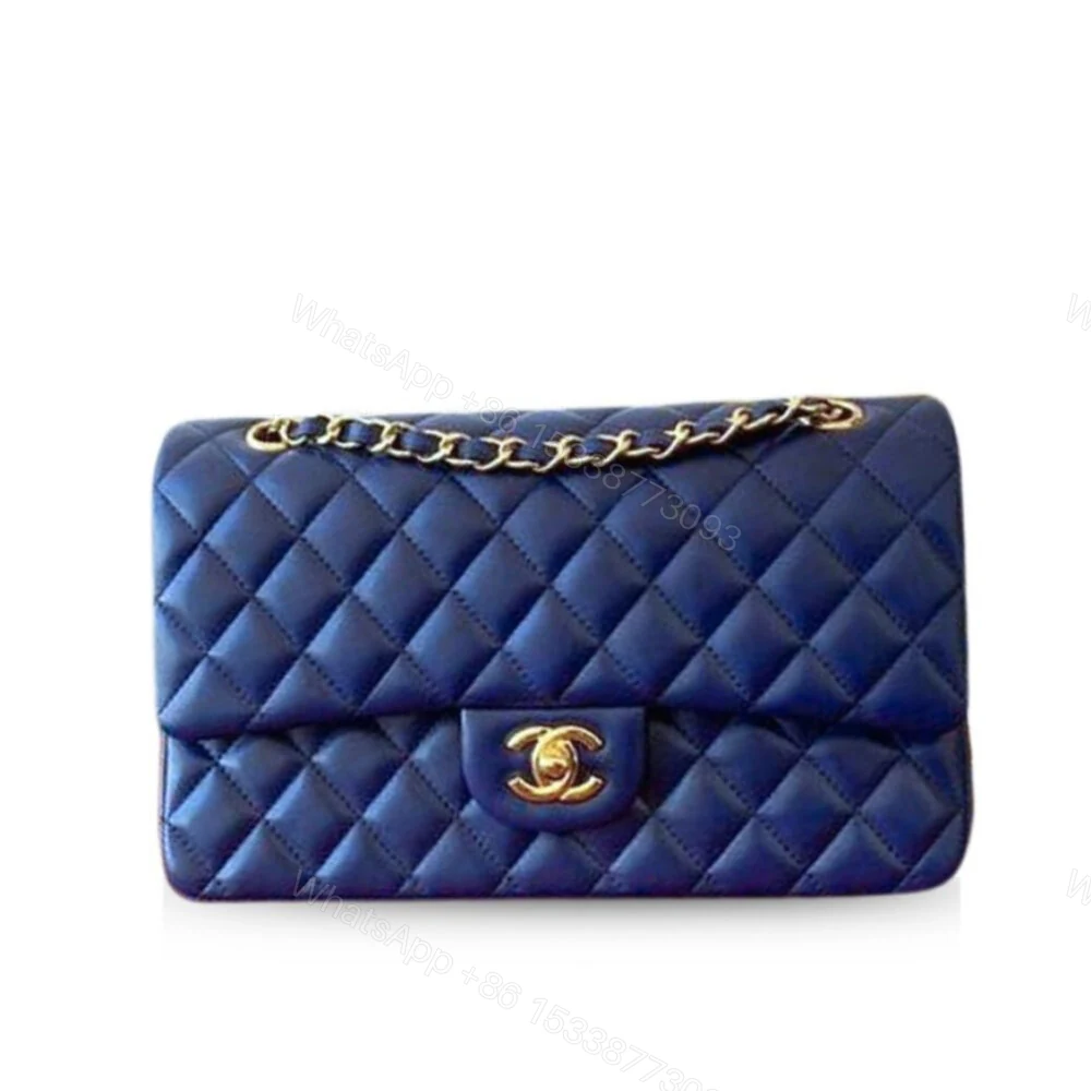 Chanel Classic Handbag Blue With Gold Hardware 26cm A01112 — view 1