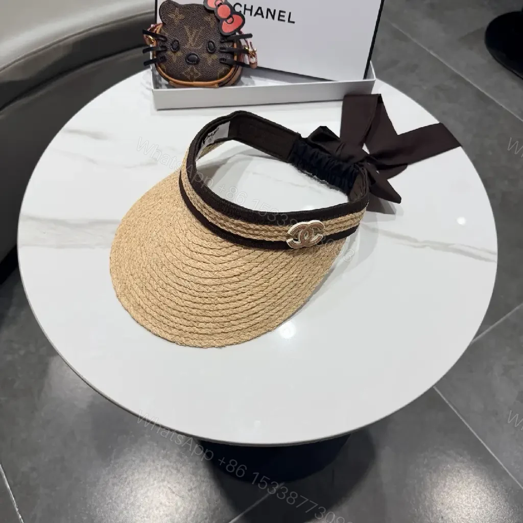 View 3 of Sun-Kissed Raffia Visor with Black Satin Band and Clasp