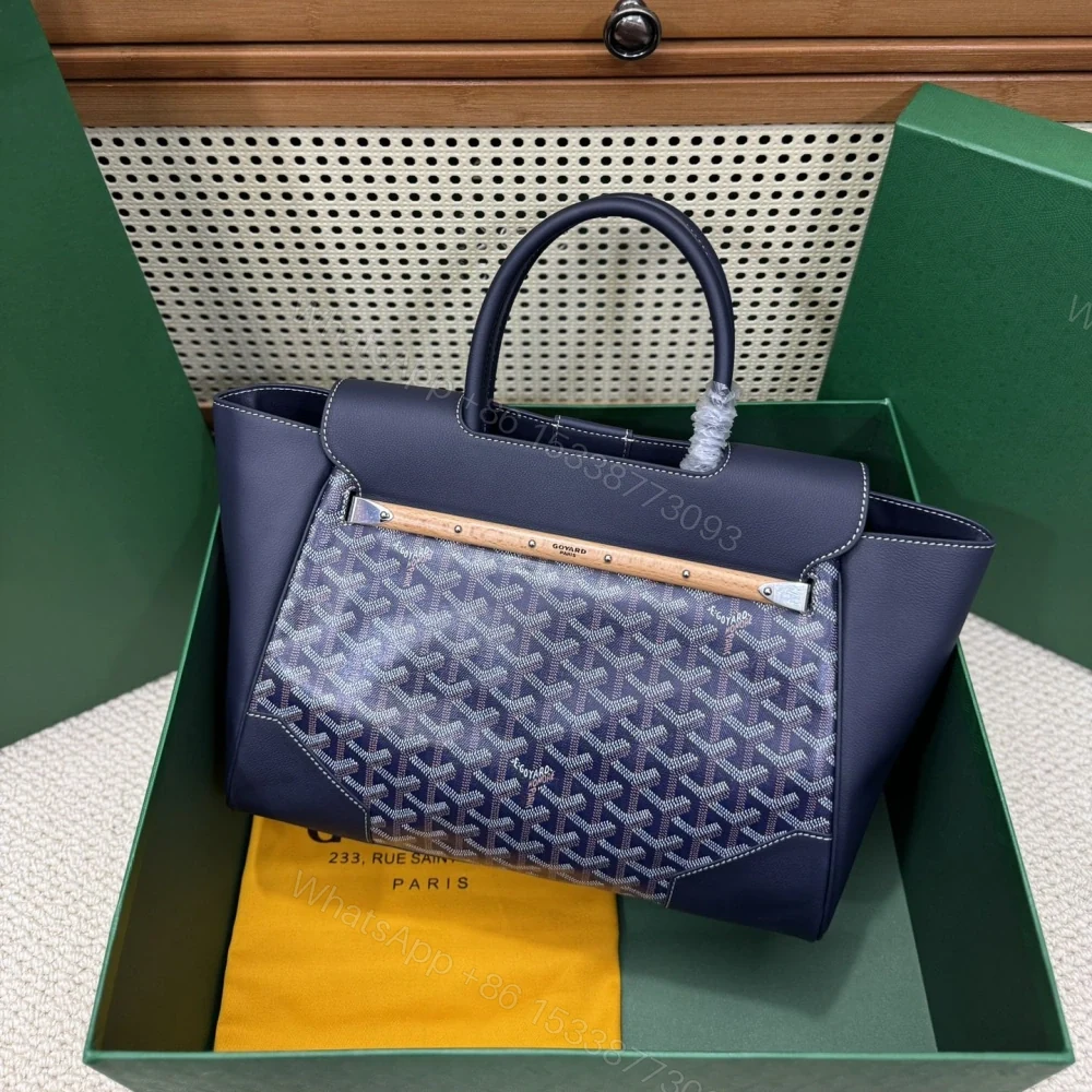 View 2 of 高仿Goyard*SAIGOC8手提托特包雙拼深藍大號免檢版