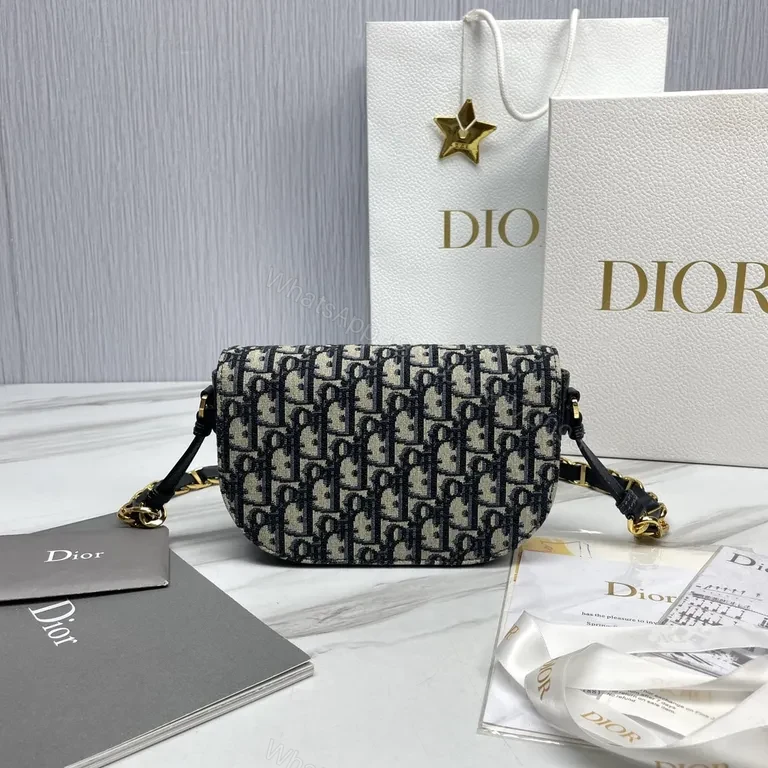 View 8 of Chic Dior-Inspired Canvas & Leather Shoulder Bag