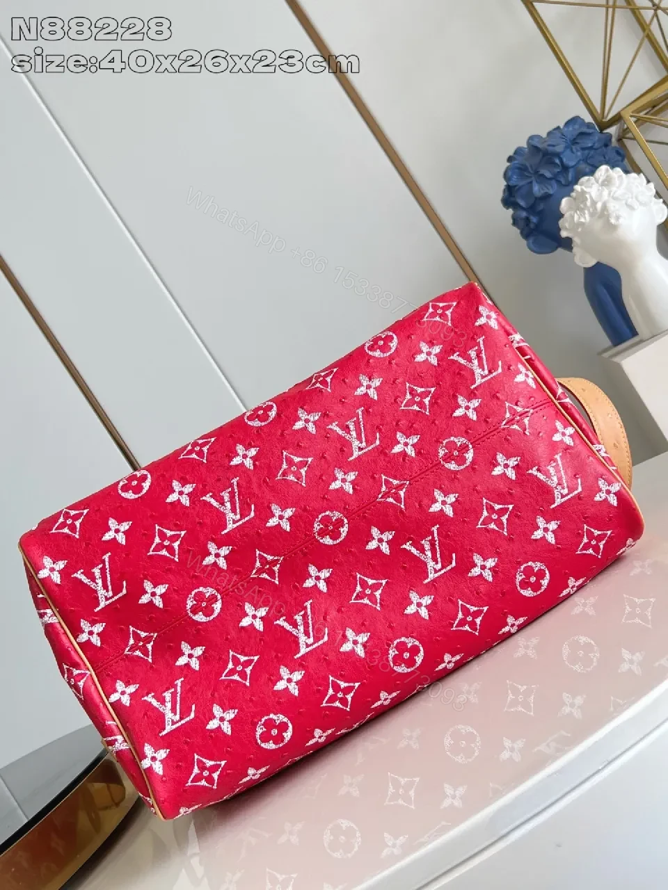 View 4 of Bold Red Monogram Travel Tote: Luxe Everyday Carry