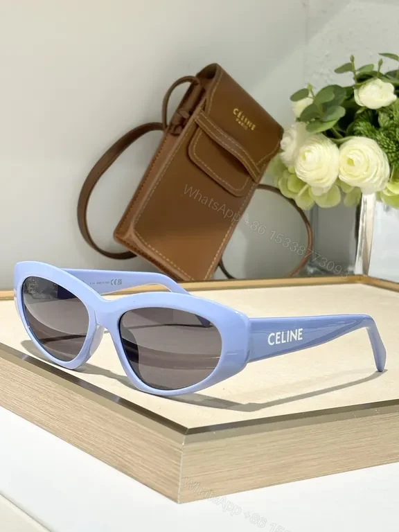 View 8 of Black Matte Cat-Eye Sunglasses | Acetate, UV400 Gradient, CELINE Detail
