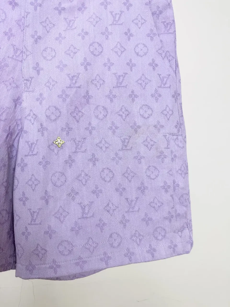 View 9 of Lavender Leather-Patterned Bermuda Shorts with Star Embellishments