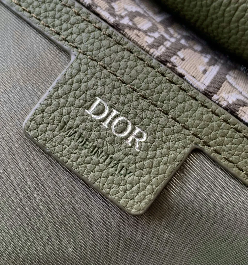 View 2 of Olive Pebbled Leather Crossbody with Monogram Accent