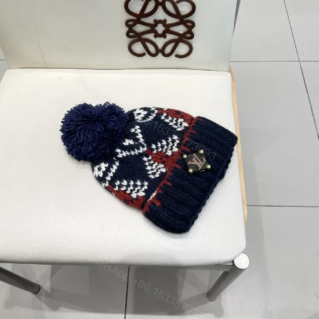 View 8 of Navy Knit Beanie with Pom – Luxe Designer-Inspired Warmth