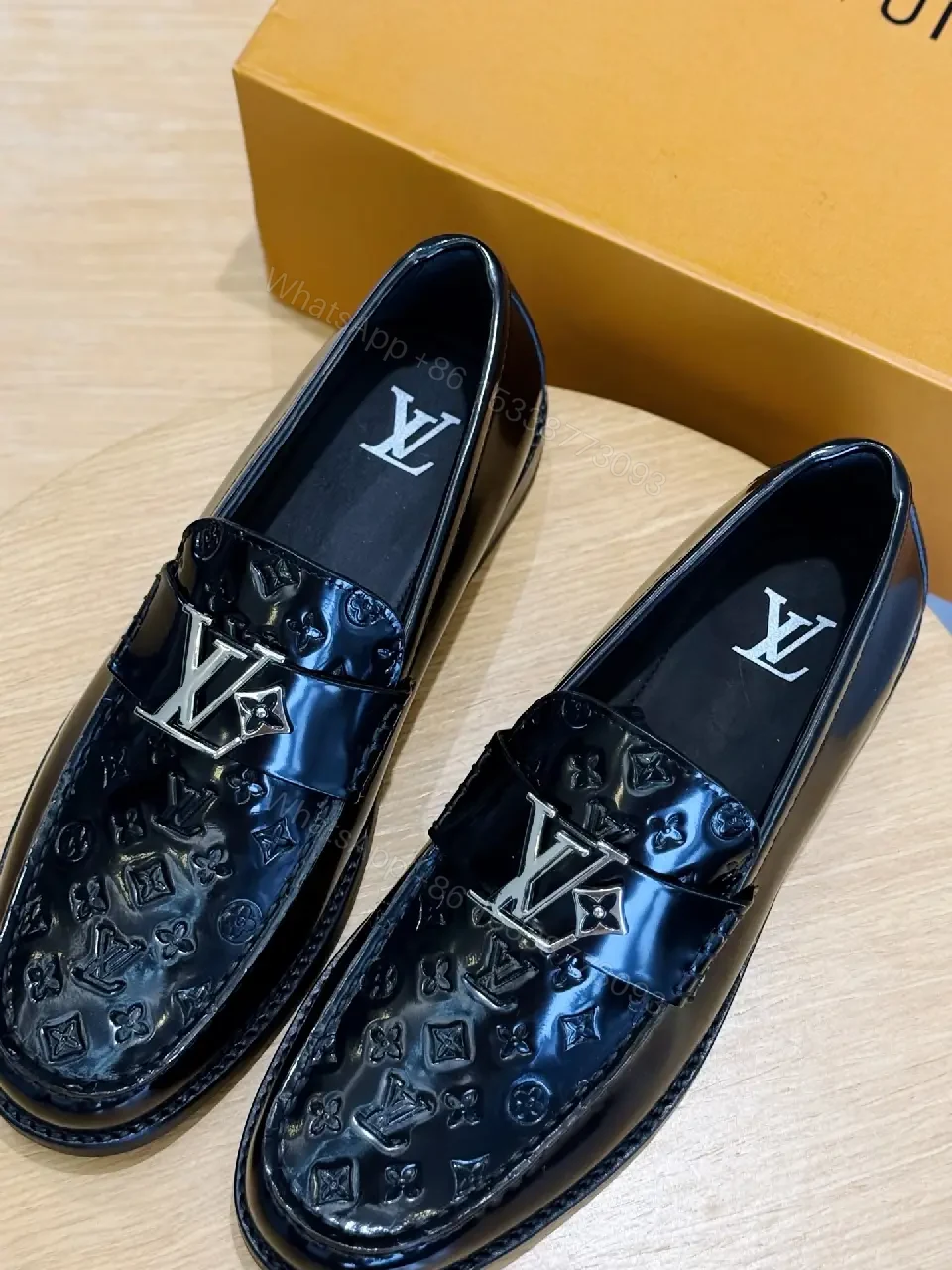 View 7 of Black Leather Loafer with LV Monogram Buckle, Men’s Shoes