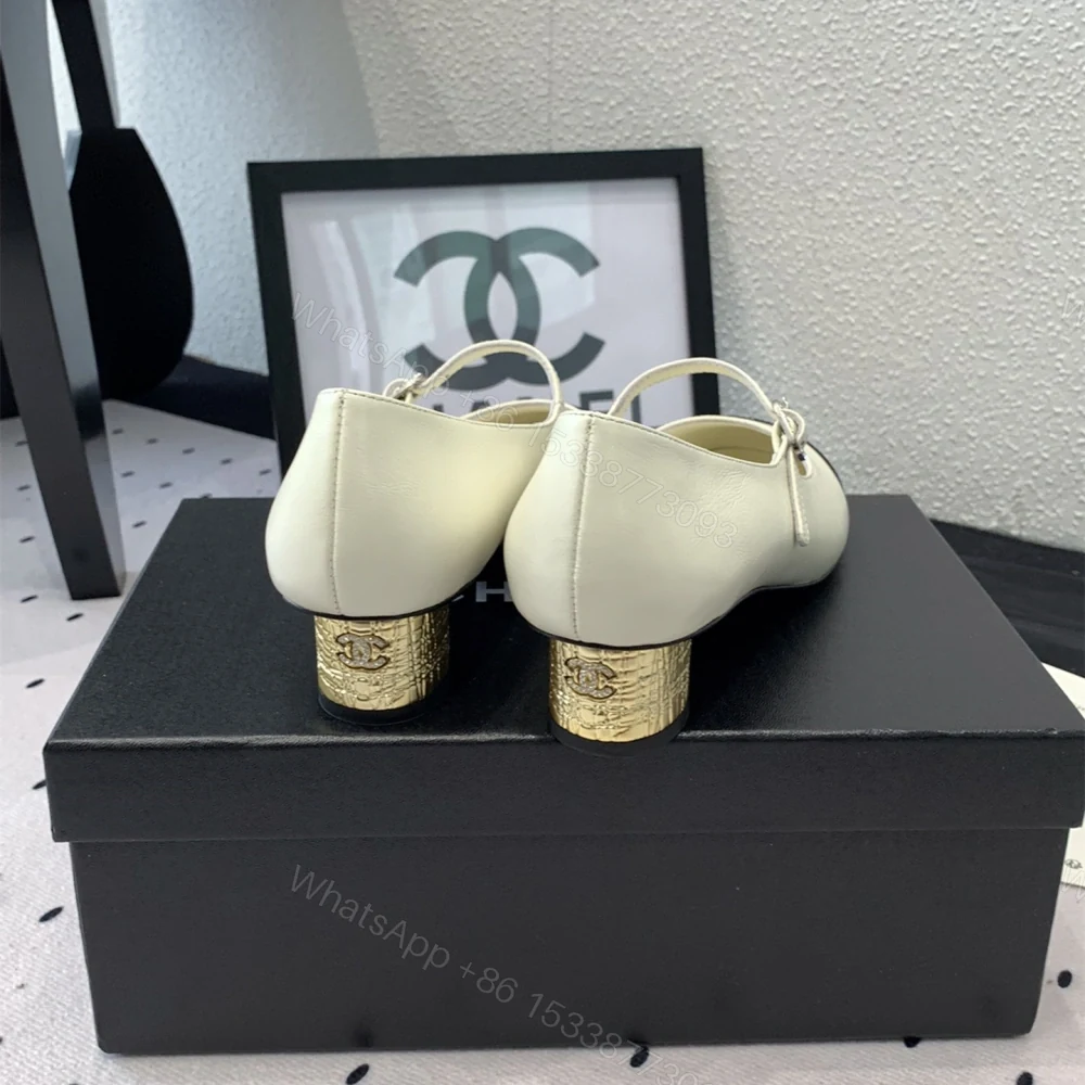 View 3 of 高仿Chanel*G38897X小羊皮瑪麗珍單鞋象牙白免檢版