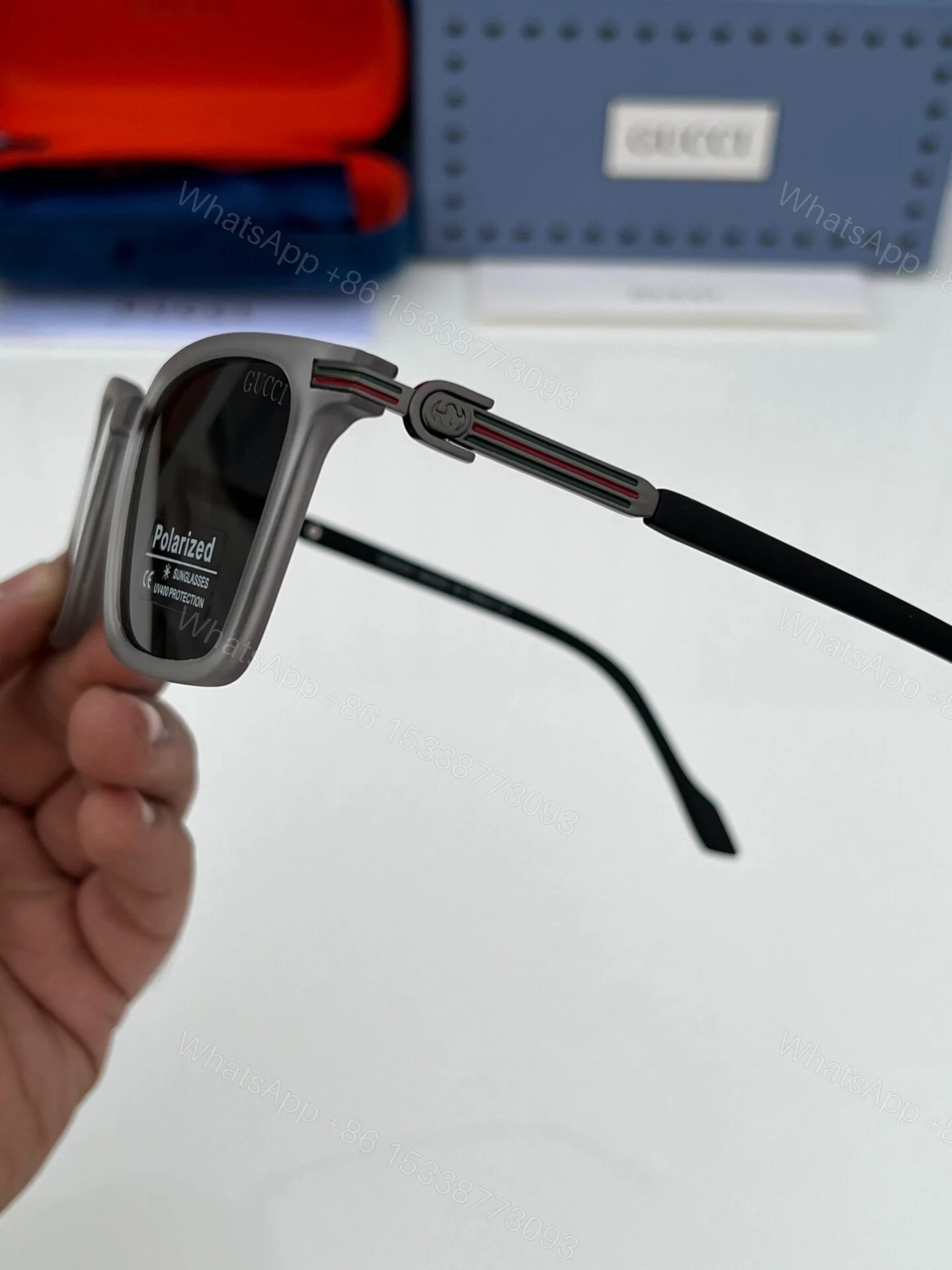 View 4 of Gucci Square Sunglasses Gray Polarized