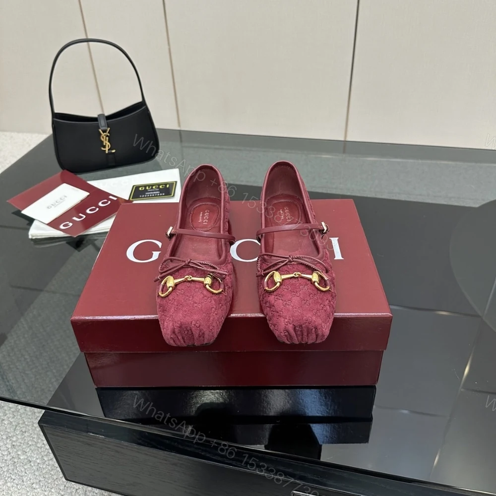 View 2 of GUCCI WOMEN’S HORSEBIT BALLET FLAT RED 821220 FAD8F 8546