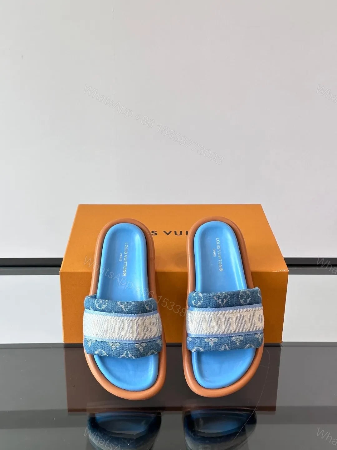 View 6 of LV Men Blue Denim Canvas Slides