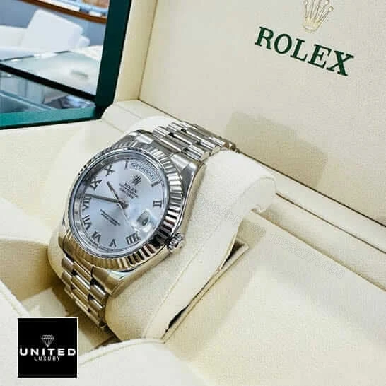 View 4 of Rolex Day-Date II 218239 Grey Roman Dial Replica