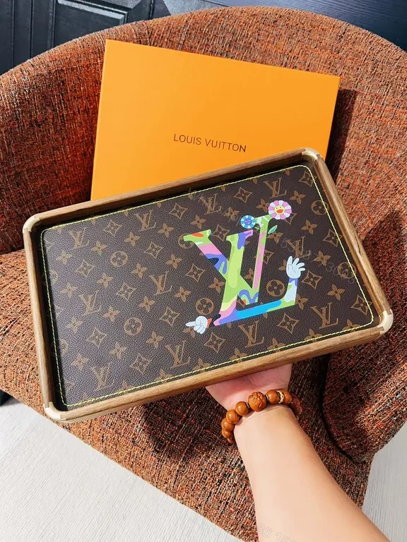 View 4 of Monogram LV Tray Desk Accessory â€” Brass Frame, Top Guarded