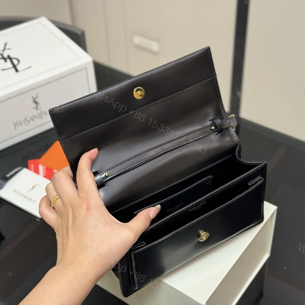 View 9 of Saint Laurent Sunset Clutch Black 22Cm