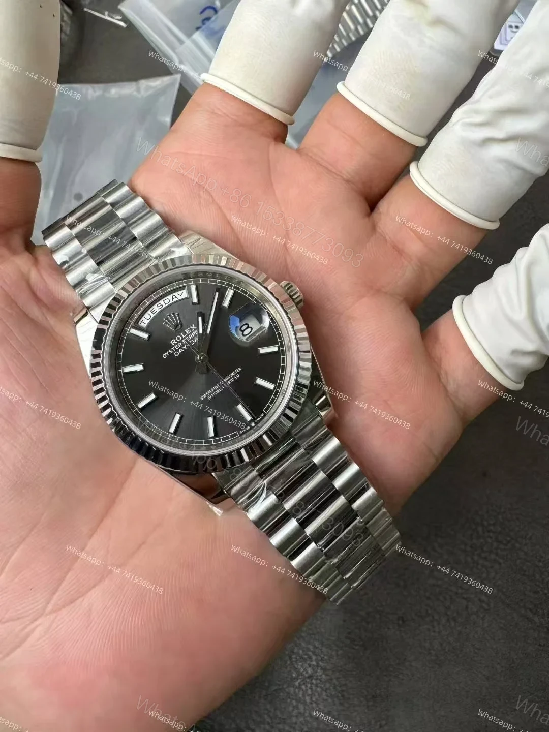 View 4 of Rolex Day-Date M228239-0060 1:1 Replica Gray Dial 40MM 3255 Movement Presidential Bracelet Super Clone Watch