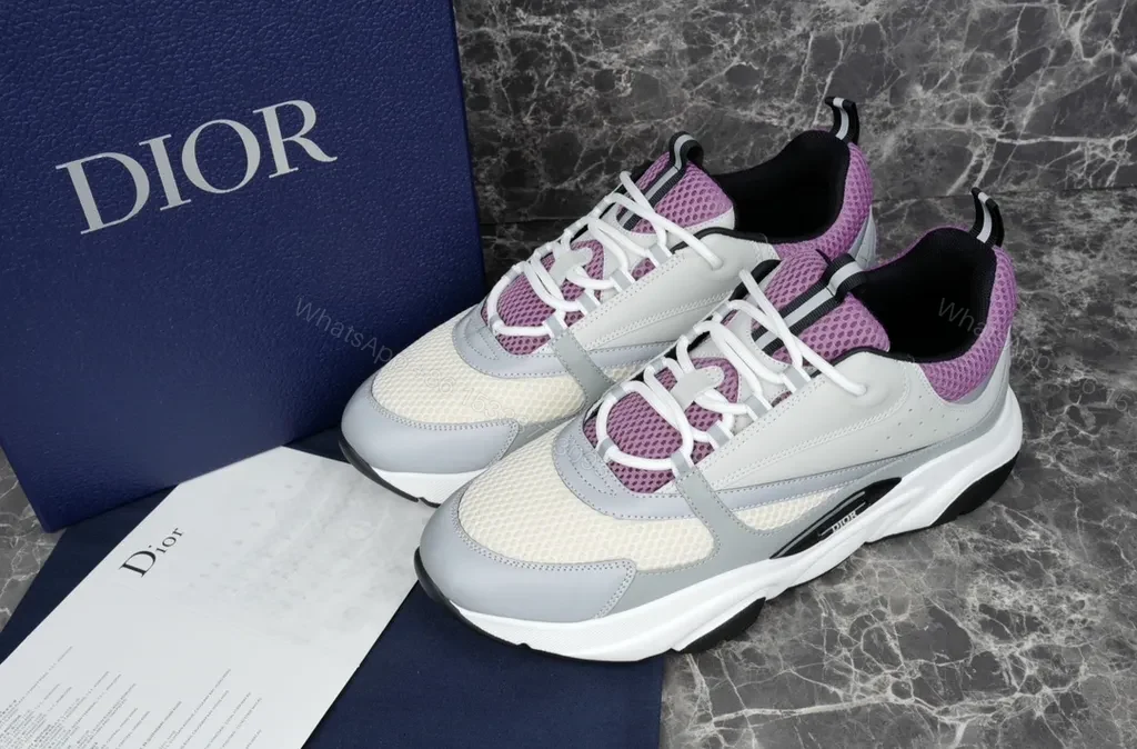 Dior White-Calf Leather Lilac Mesh High-Tops: Luxury Sneakers — view 4