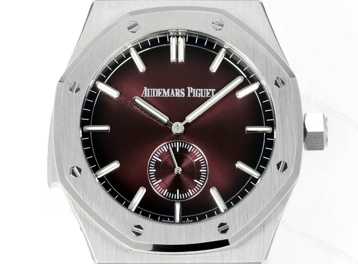 View 2 of JH Factory Audemars Piguet Royal Oak 26591IP Series Men’s Watch – Stainless Steel with Burgundy Dial