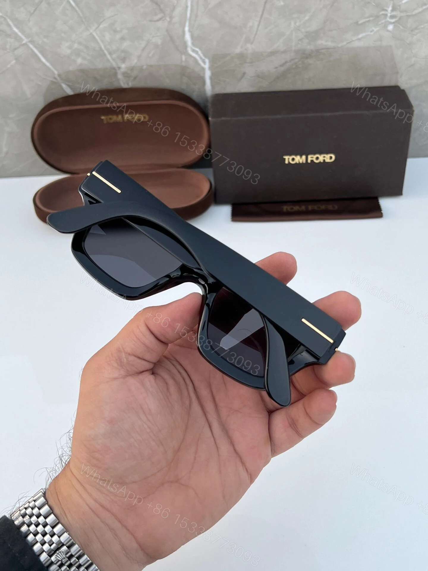 View 4 of Tom Ford Rectangular Black Sunglasses