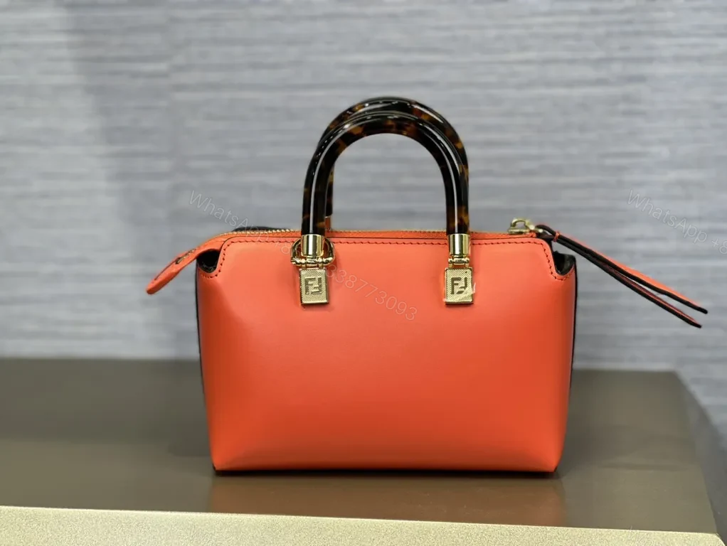View 9 of Coral Mini Luxe Tote: Sculpted Logo, Gold Hardware