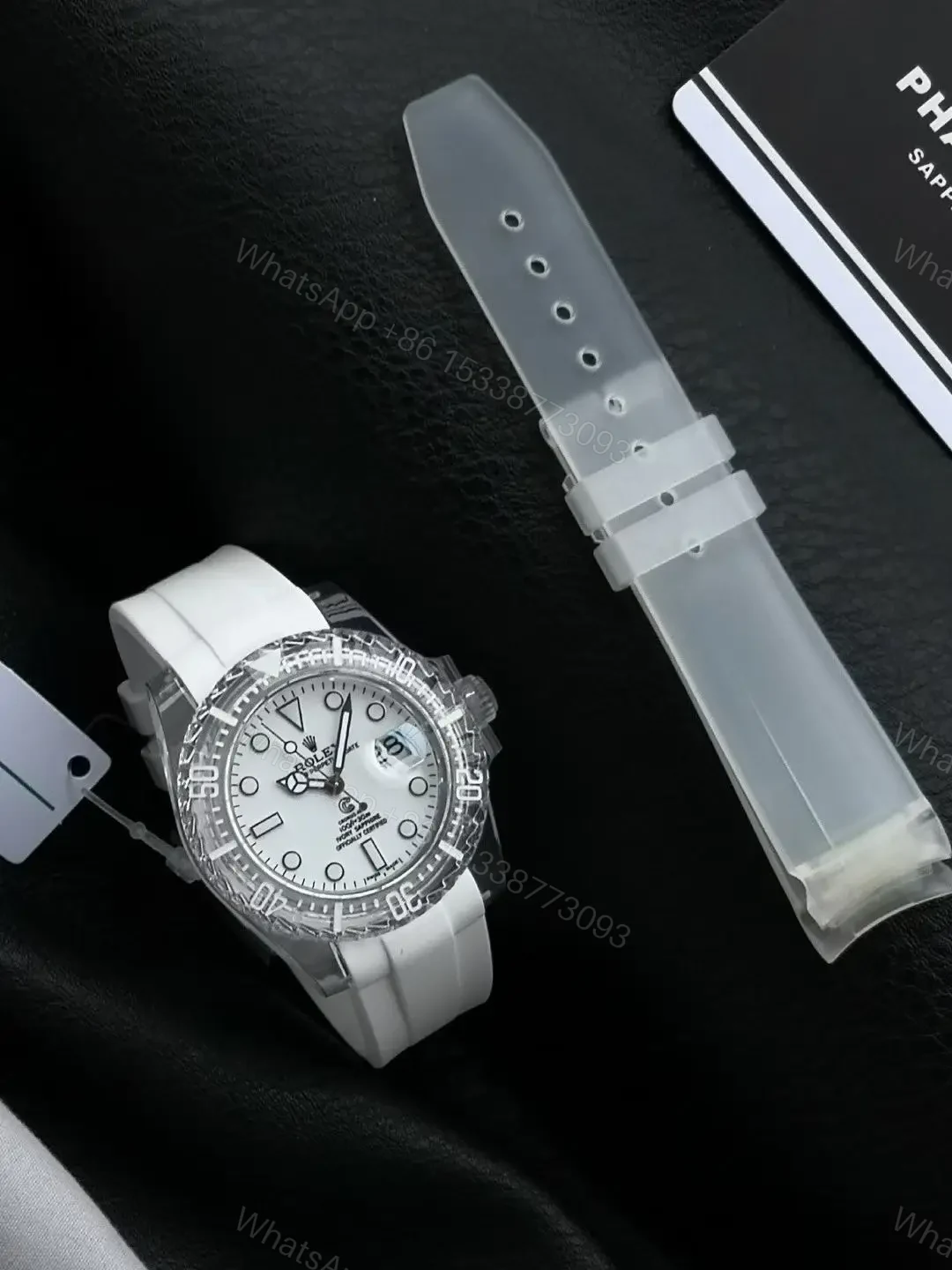 View 5 of Premium Rolex Submariner Date Phantomlab Transparent White replica 40MM White Rubber Strap Edition RG-SUB-PHANTOMLAB-TRANSPARENT-WHITE-RUBBER-40