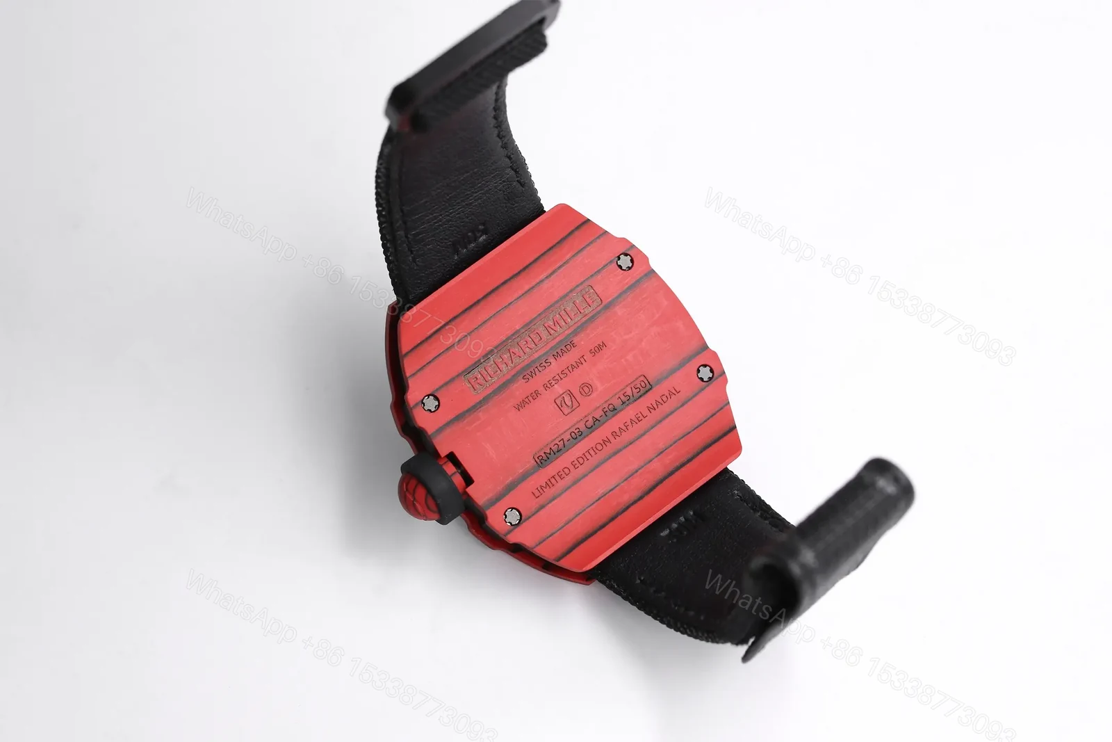 View 7 of KV Factory Richard Mille RM27-03 Ultra-Light Tourbillon Watch – Red Carbon Fiber Case, Black Strap, Spanish Matador Design