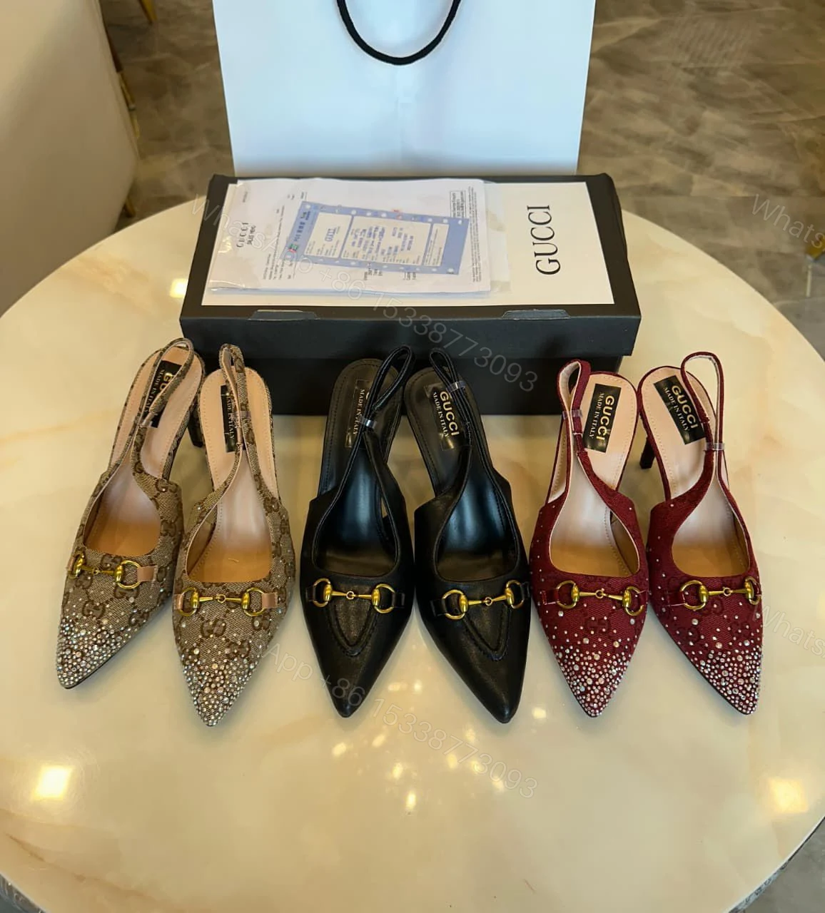 View 2 of FIRST COPY GUCCI LEATHER HEELS